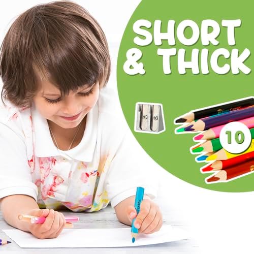 Jumbo Fat Triangle Colored Pencils for Kids, Toddler Pencils Set of 10
