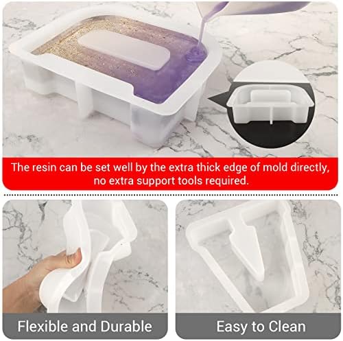 Gartful 7 Inch Large Letter Molds for Resin, 3D V Capital Alphabet Epoxy Resin Mold, A to Z Thick Resin Letter Molds for Making Letters, Word Sign Art, DIY Crafts, Making Cake, Party Home Decor