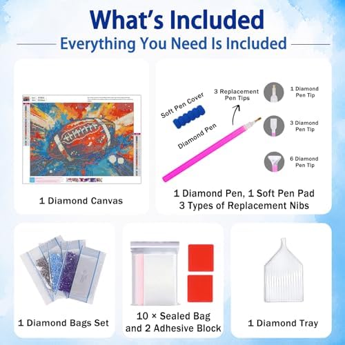 AUKELHJ Football Diamond Art Kits for Adults, Diamond Painting, 12x16 Inch