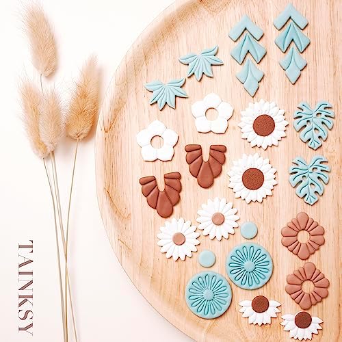 TAINSKY Polymer Clay Cutters, Floral Clay Cutters for Polymer Clay Jewelry, 13 Shapes Flower Clay Earrings Cutters