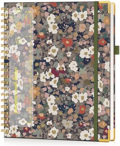 Hardcover Spiral Notebook Journal 8.5” x 11”, A4 Large Cute Notebooks for Women Men, Lined College Ruled Notebook, 100 GSM Paper, Spiral Bound Journals for Work School Note Taking Business, Petals