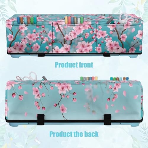 Binienty Pink Plum Blossom Cutting Machine Dust-Proof Bag Craft Tool Organizer Washable with 3 Pockets Portable Cutting Machine Dust Cover Fashion Home Accessory