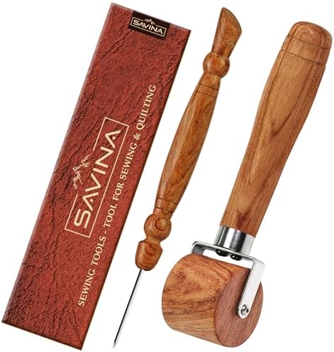 Savina Seam Roller & Stiletto for Sewing/Quilting - Wooden Pressing Roller, Easy to Grip Handle - Wooden Sewing Quilting Tools Set