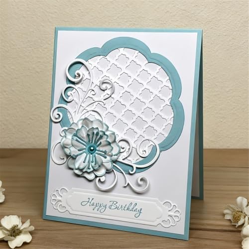 Scrapbooking Die-Cuts, Layer Frame Net Set Metal Cutting Dies for Card Making, Paper Craft Template, Background Embossing Stencils, DIY Album Décor (Curved Flower Vines-13x9.8cm)