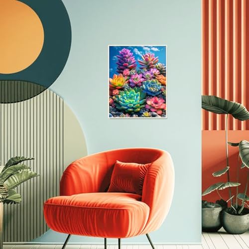 obterie Plant Paint by Numbers Kit for Adults Beginner Succulents Oil Painting Kit Adult Paint by Number Kits on Canvas DIY Painting for Beginners Art by Numbers for Gifts Home Wall Decor 16x20 Inch