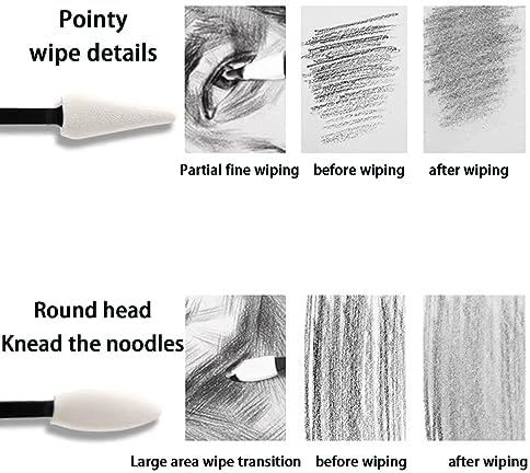 2 Sets 20pcs Sketching and Drawing Tools, Paper Art Blender Mixing Stump Sketch Trimmer Erase Sponge Plastic Sketch Pens for Student Artists Charcoal Sketch Drawing Tools (Black)