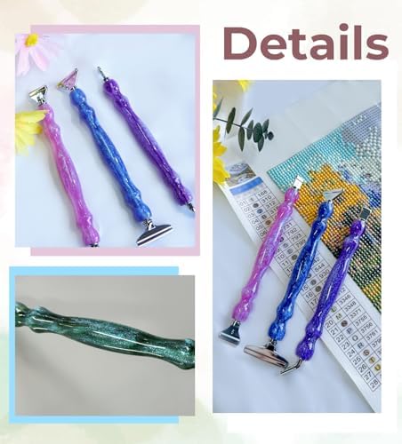 Hailivike 17PCS Threaded Diamond Art Pen Tools, Upgraded Milky Way Diamond Painting Pen, Diamond Art Roller Tool for DIY Crafts (Green)