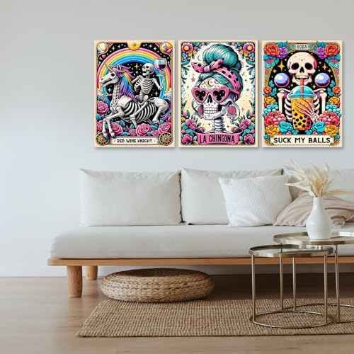 LWZAYS 6 Packs DIY Skull Diamond Painting Kits for Adults, Halloween Skull Tarot Diamond Art Kits for Beginners, Full Round Dots Diamond Arts and Crafts for Home Wall Decor Gifts(12x16 inch)
