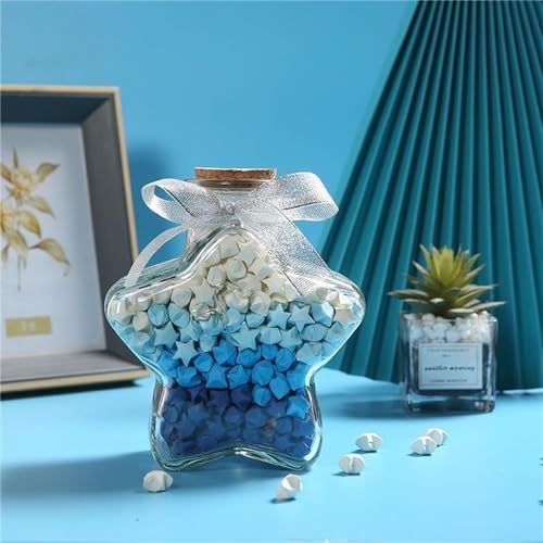 1080 Sheets Origami Star Paper Blue Strips Double Sided Lucky Star Decoration Folding Paper for DIY Hand Art Crafts, Teaching Supplies (blue-1080 sheets)