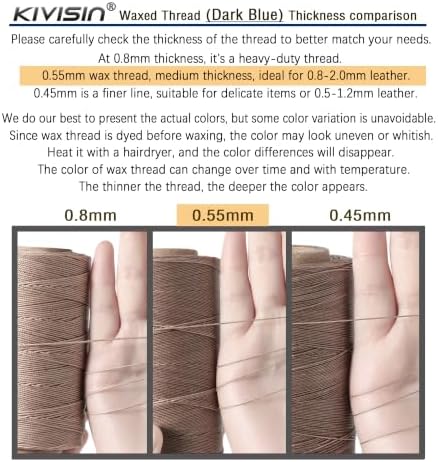 Bonded Waxed Polyester Thread for Leather Sewing, 0.55mm, 440 Yards, Taupe, 3-Ply Wax Cord for Stitching, Bookbinding, Upholstery, Beading, Crafting, Macrame Jewelry and Bracelet Making