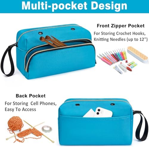 IBFUN Crochet Yarn Knitting Bag Organizer for Knit Accessories Hooks