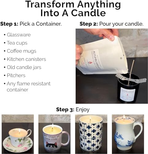 Phoenix Wick Candle Making Kit – Transform Anything Into A Candle – Candle Making Kit with Wick + 14oz Wax (Spiced Cinnamon Scent)