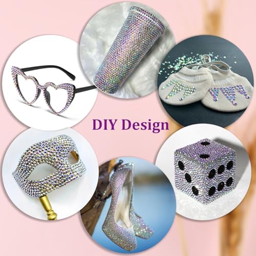 25000Pcs Resin Rhinestones with Tweezers for Crafting, AB 2-6mm Mixed Sizes Non Hotfix Flatback Gems, Bedazzling Crystal for DIY Craft Clothing Mugs Tumblers Shoes Fabric Decor Nail Art