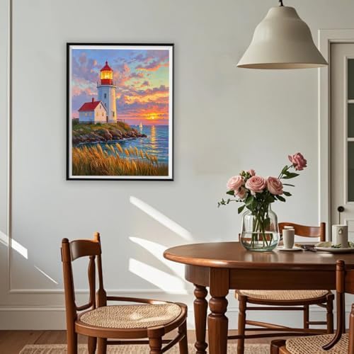 Seaside Lighthouse 5D Diamond Art Kit for Adults Full Drill Canvas