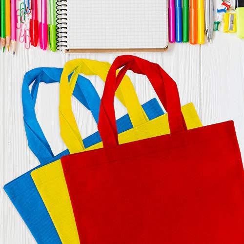 Super Z Outlet Assorted Colorful Solid Blank Fabric Tote Party Gift Bags Rainbow with Handles for Birthday Favors, Snacks, Decoration, Arts & Crafts, Event Supplies (12 Pack) (12" Inches)