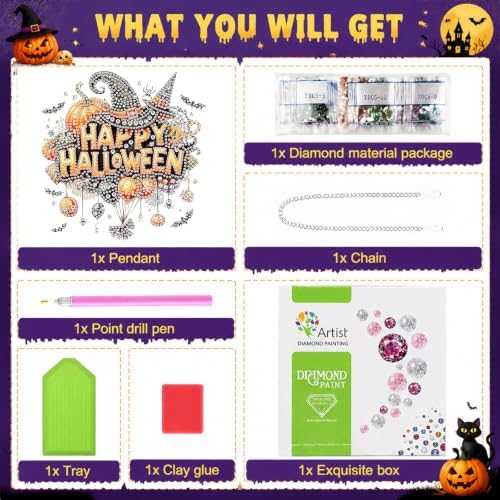 Halloween Diamond Art Hanging Kit for Adult, Diamond Art Painting 8x8inch