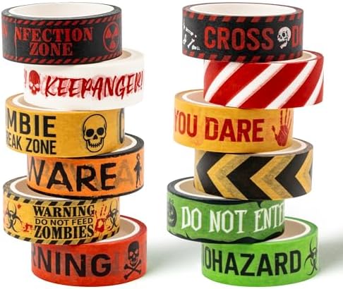 12 Rolls Halloween Horror Decorative Tapes for Scrapbooks