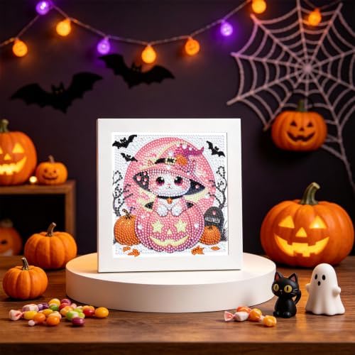 Cat Diamond Art Painting Kits for Kids with Frame Ages 4-8-12 (7x7 inch)