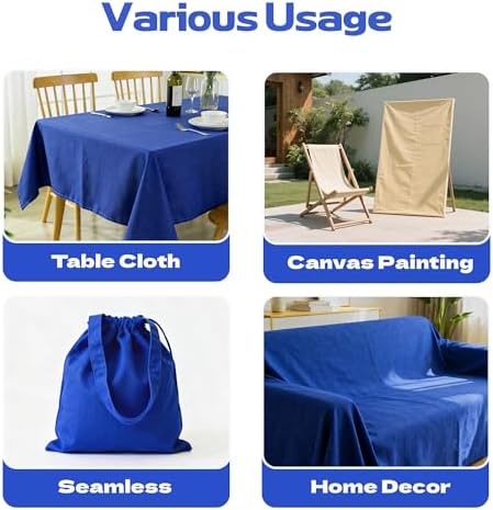 10oz Natural Cotton Blend Canvas Fabric, Duck Canvas Fabric, 60'' Wide for Arts & Crafts, Painting, Handmade Home Decor (Navy, 1 Yard)