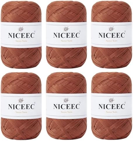 NICEEC 6 Skeins Soft Tape Yarn-Caramel