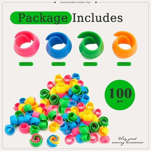 100pcs 4 Colors Thread Spool Huggers Silicone Bobbin Spool Savers No Loose Ends for Sewing Embroidery Machine Thread Spools Organizing