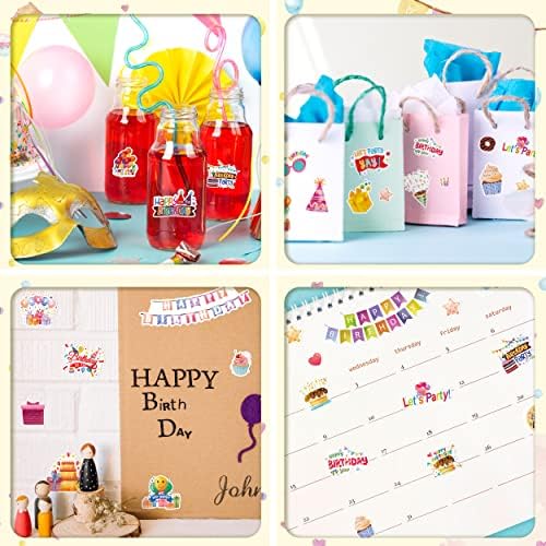 LINAYE 24 Sheets Happy Birthday Stickers - 730 Counts, Small & Large Sizes, Perfect for Birthday Party Decorations & Gifts