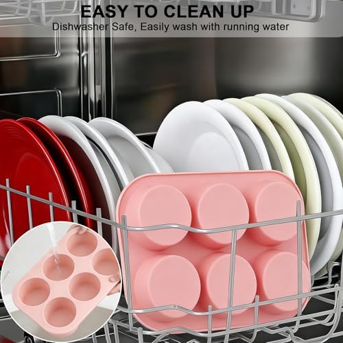 Nalchios 2 Pack Round Silicone Soap Molds, 3 Inch 6 Cavities Homemade Craft Silicone Molds BPA-Free, Heat Resistant, Easy Release & Clean, Home Kitchen Baking Pan for Cake, Muffin, Jelly Bakeware