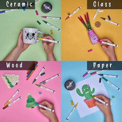 Acrylic Paint Markers Set – 12 Acrylic Paint Pens for Fabric, Metal, Rock Painting & Ceramic – Art Supplies for Adults & Kids