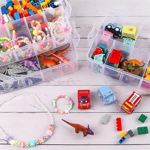 Bead Organizer 3 Tier 30 grid Stackable Craft Tackle Storage Container | Stackable 3-Tier Design, 30 Compartments, for Beads Washi Tape Toys Jewelry Beauty and Sewing Supplies