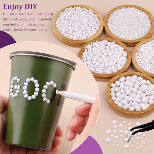 Resin Jelly Rhinestones for Crafting with B7000 Jewelry Glue, 2 Boxes White Flatback Crystals with 2Pcs 10ml Glue, Bedazzling Non Hotfix Gems for DIY Tumblers Clothing Shoes Manicure