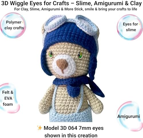 3D Resin Doll Eyes – 7mm Self-Adhesive Craft Eyes (24 pcs / 12 Pairs) – Realistic Cabochon Eyes for Amigurumi, Dolls, Polymer Clay, Cold Porcelain, Felt & DIY Crafts (Green)