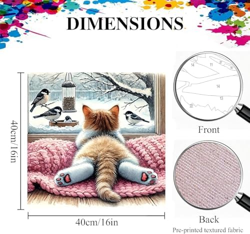 JAKI Cat Paint by Numbers kit for Adults-Cat Paint by Numbers kit for Kids,DIY Acrylic Oil Painting Adult Paint by Number Kits for Gift Home Wall Decor 16 x 16 incm