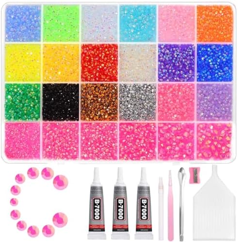 28000 Pcs Color Rhinestones Bedazzling Kit, Light Red Resin Gems for Crafts