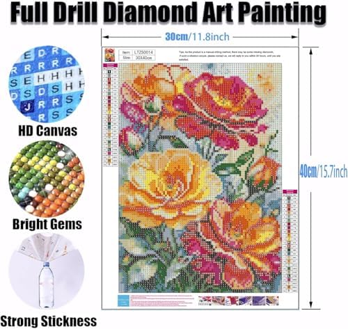 Ekuxom Flower Diamond Art Kits for Adults-Diamond Painting 12x16inch