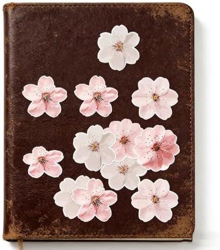 Cherry Blossom Flower Stickers Roll,500PCS Pink & White Sakura Decorative Stickers for Scrapbooking Journaling Gift Wrapping Card Making DIY Crafts Spring Floral Decals