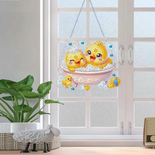 ARPADAMO Duck Diamond Art Kits for Adults, Acrylic Hanging Suncatcher