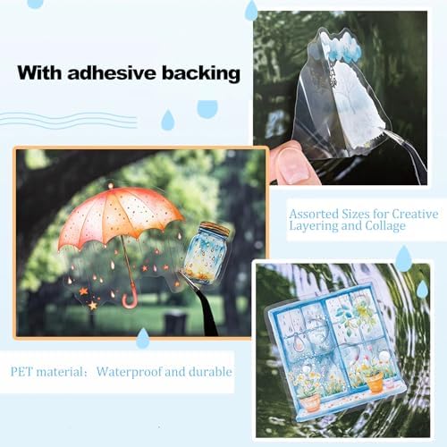 90 Pcs Rainy Day Animal Stickers for Scrapbooking and Journaling