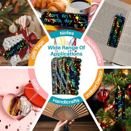 MAQIHAN 36 Sets Scratch Art Bookmarks - DIY Rainbow Bookmark Kit with Tools