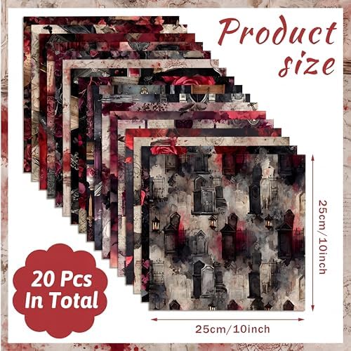 HunnmingRe 20 Pcs 10''x10'' Gothic Halloween Quilting Fabric Squares