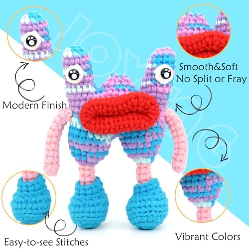 50g Rainbow Beginner Crochet Yarn for Crocheting and Knitting Multicolor Cotton Crochet Yarn for Beginners Easy Yarn for Beginners(Blue Pink Purple)
