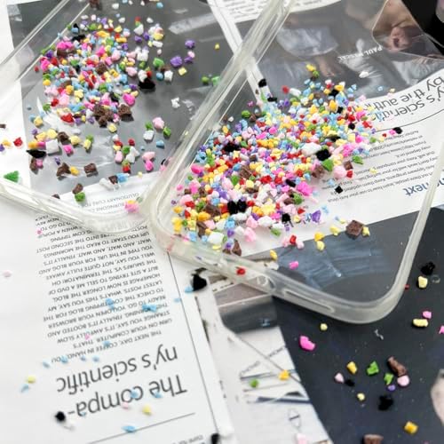 100G Crushed Fake Sprinkles Irregular Polymer Clay Slices Resin Sprinkles Fake CandyClay Sprinkles Nail Art Slices Polymer Sprinkles for Nail Art DIY Phone Case Crafts(17-White)