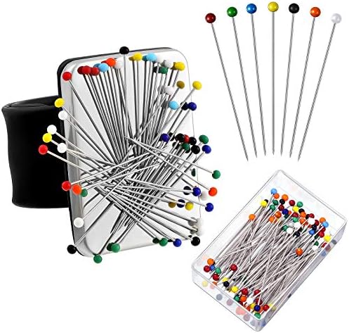 WILLBOND Magnetic Wrist Sewing Pincushion with 100 Pcs 1.5" Pins, Black