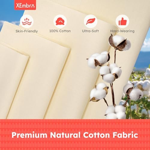 12 PCS Beige Embroidery Fabric for Embroidery Garment Craft, Pre-Cut Natural Cotton Embroidery Cloth Fabric, 4 Different Sizes Embroidery Cloth Squares (5.9 to 11.8inch)