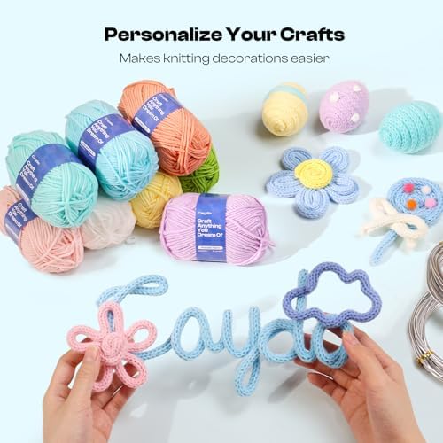 Caydo Aluminum Craft Wire & Acrylic Yarn Skeins Kit for iCord Beginners