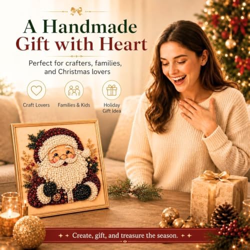 Christmas Pearl Diamond Painting Suncatcher Kit, DIY Bead Craft (#E)