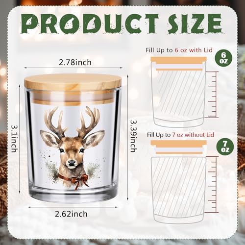 Ziliny 10 Pcs Vintage Brown Christmas Glass Candle Jars Empty Containers Bulk 7 oz Farmhouse Glass Jars with Cork Lids Tins for Xmas Holiday Candle Making Storing Biscuits Tea Party Favors