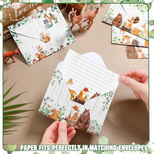 TaoBary 160 Pcs Woodland Animal Stationery Paper and Envelopes Set