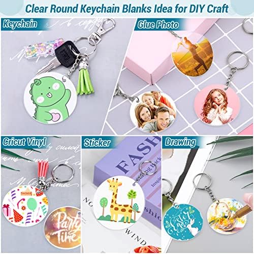 350Pcs Acrylic Keychain Blanks Clear Acrylic Round Ornament Blank for Vinyl