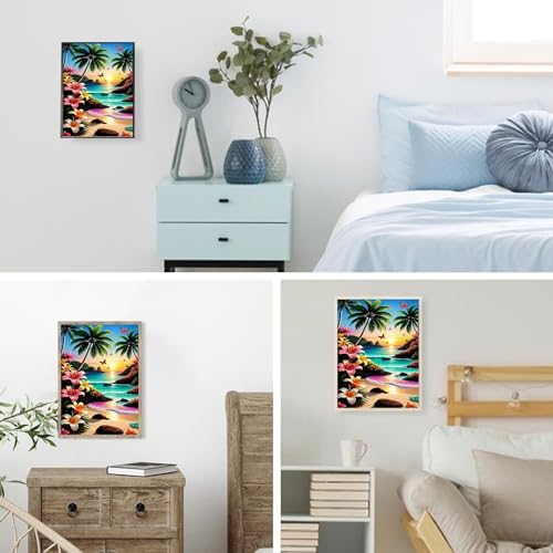 ajepon Beach Diamond Art Kits for Adults-Beach Diamond Painting Kits,Seascape 5D Diamond Painting for Adults,Gem Painting Kit Arts for Wall Home Decor Arts Craft 12x16inch, G4310