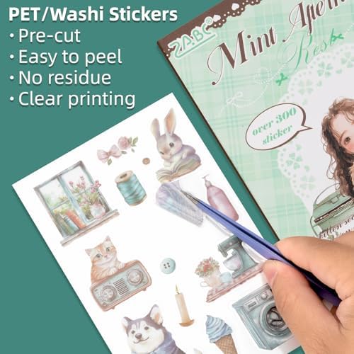 Family Series Sticker Scrapbooking Supplies for Junk Journal, 20 Sheets PET Stickers